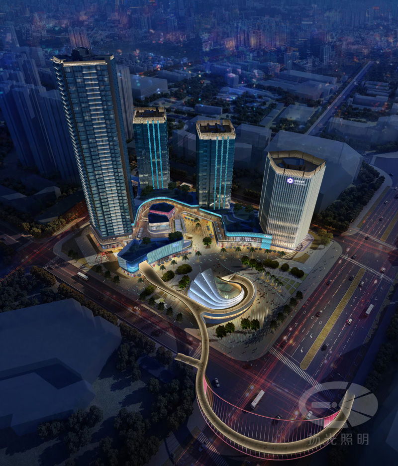 東莞豐華廣場(chǎng)景觀照明鳥(niǎo)瞰圖